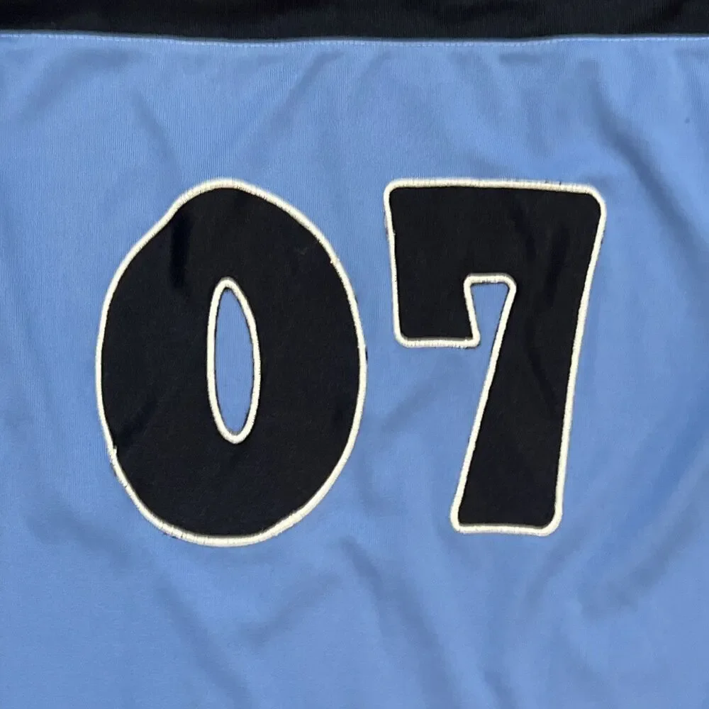 Vintage 90s Carter's Watch the Wear Football Jersey 07 Blue Black - Youth 14/15